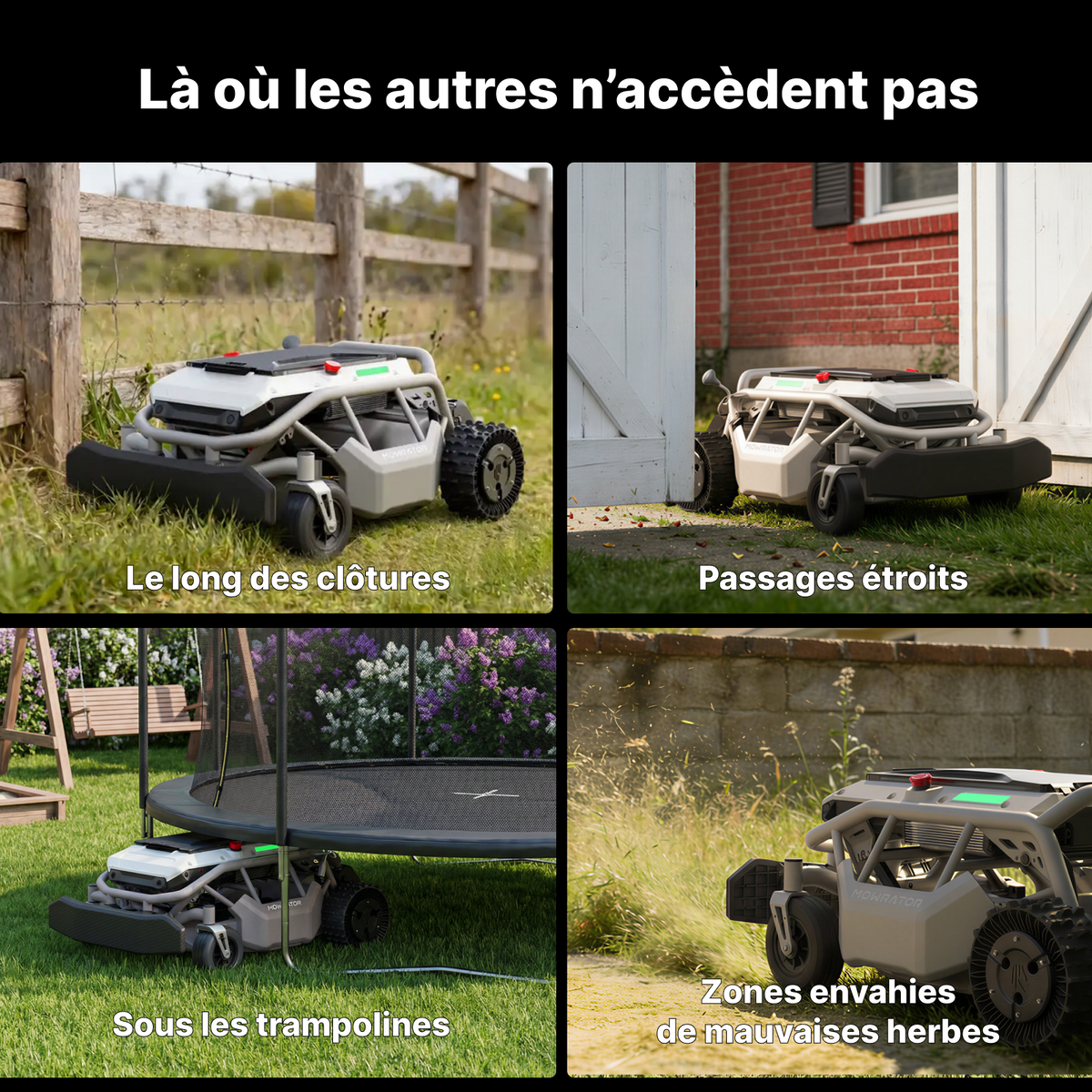 mowrator s1 2wd – tondeuse télécommandée 45 % avec broyage et aspiration des feuilles
