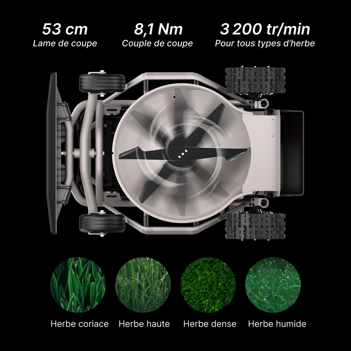 mowrator s1 2wd – tondeuse télécommandée 45 % avec broyage et aspiration des feuilles