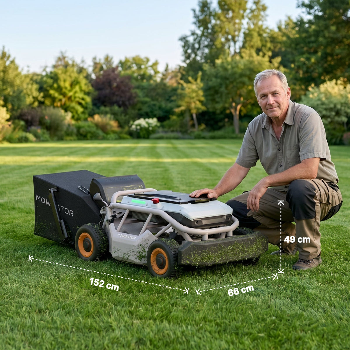 mowrator s1 4wd – tondeuse pour pentes jusqu’à 75 % avec nettoyage des feuilles