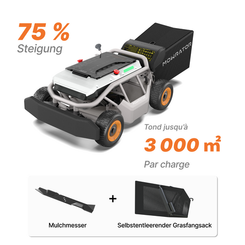 Mowrator S1 4WD 12 Ah – Pack Pro nettoyage des feuilles | Broyage puissant, tonte en pente et vidage automatique