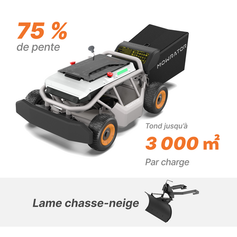 Mowrator S1 4WD 12 Ah – Pack tonte & déneigement | Tonte en pente et déneigement